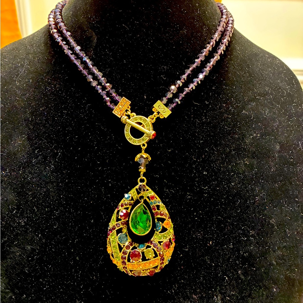 Elegant Multicolor Gemstone Necklace crafted by Heidi Daus.
Never worn.